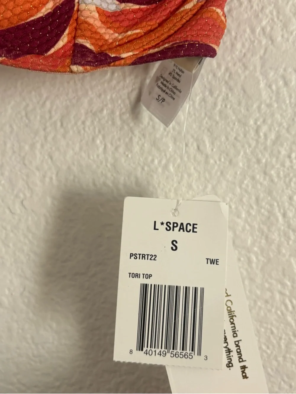 NWT L Space Women's Size Small Multicolor Shimmer Tori Underwire Bikini Top
